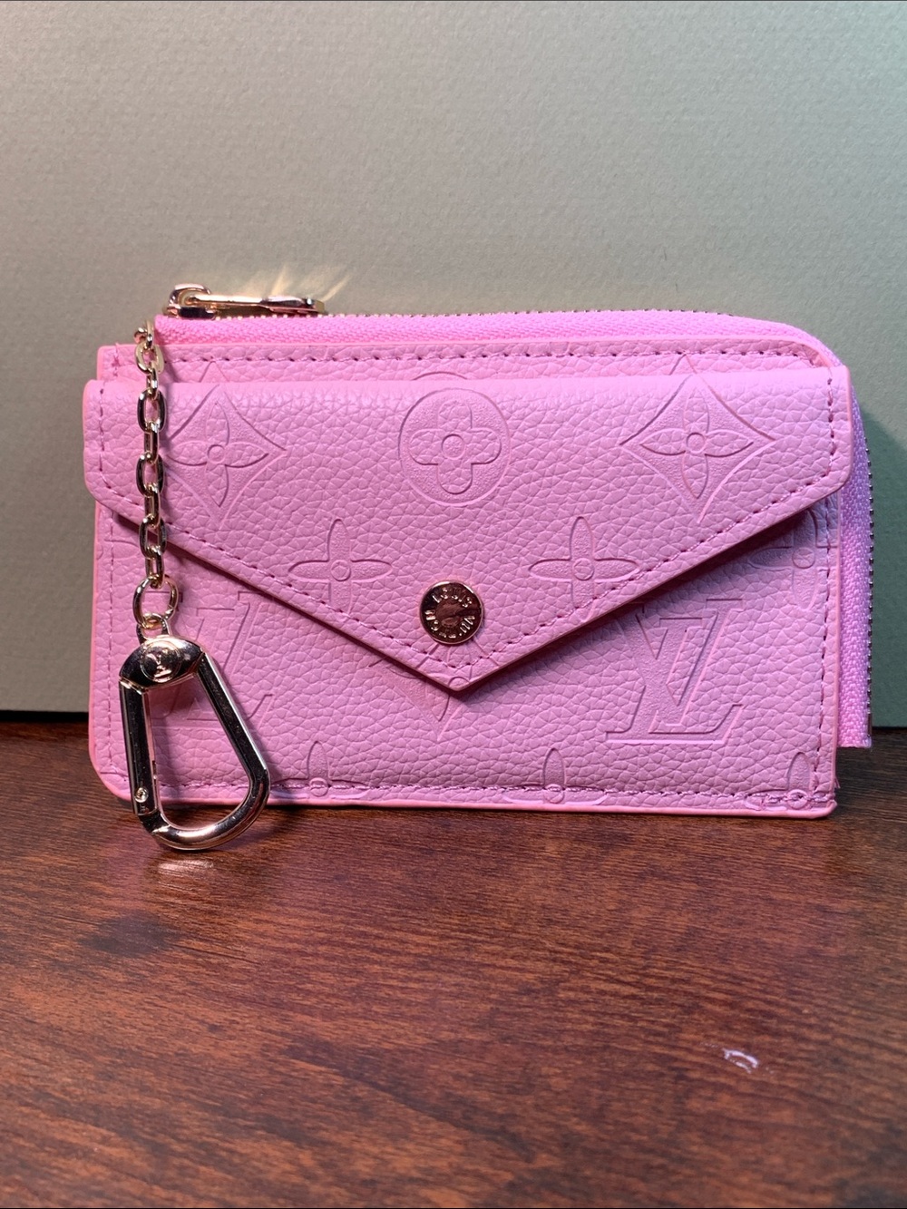 Pink Embossed Key & Card Holder